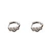 Silver Micro-Paved Three-Zirconia Ear Hoops: Elegant & Comfortable Japanese-Style Earrings