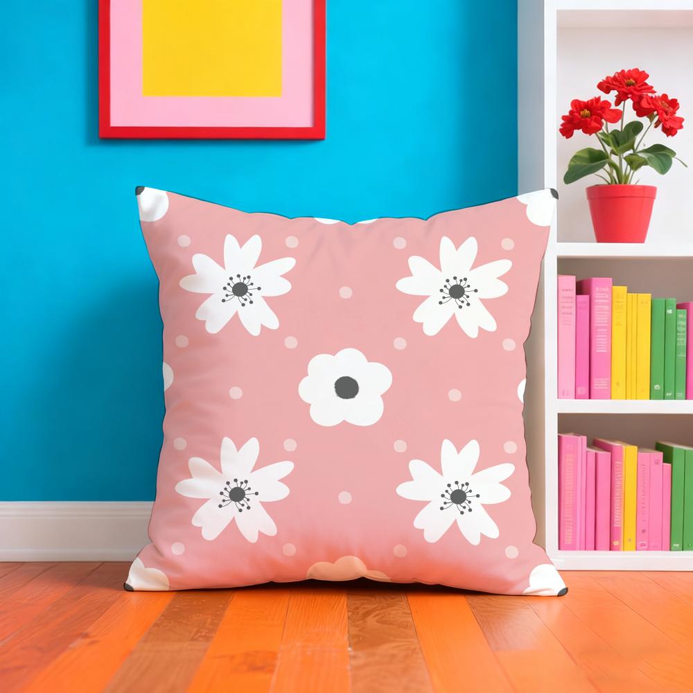 Spring And Summer Floral Cushion Cover Soft Plush Throw Pillow Cover | Double-Sided Cushion Case | Sofa Bedroom Home Decor