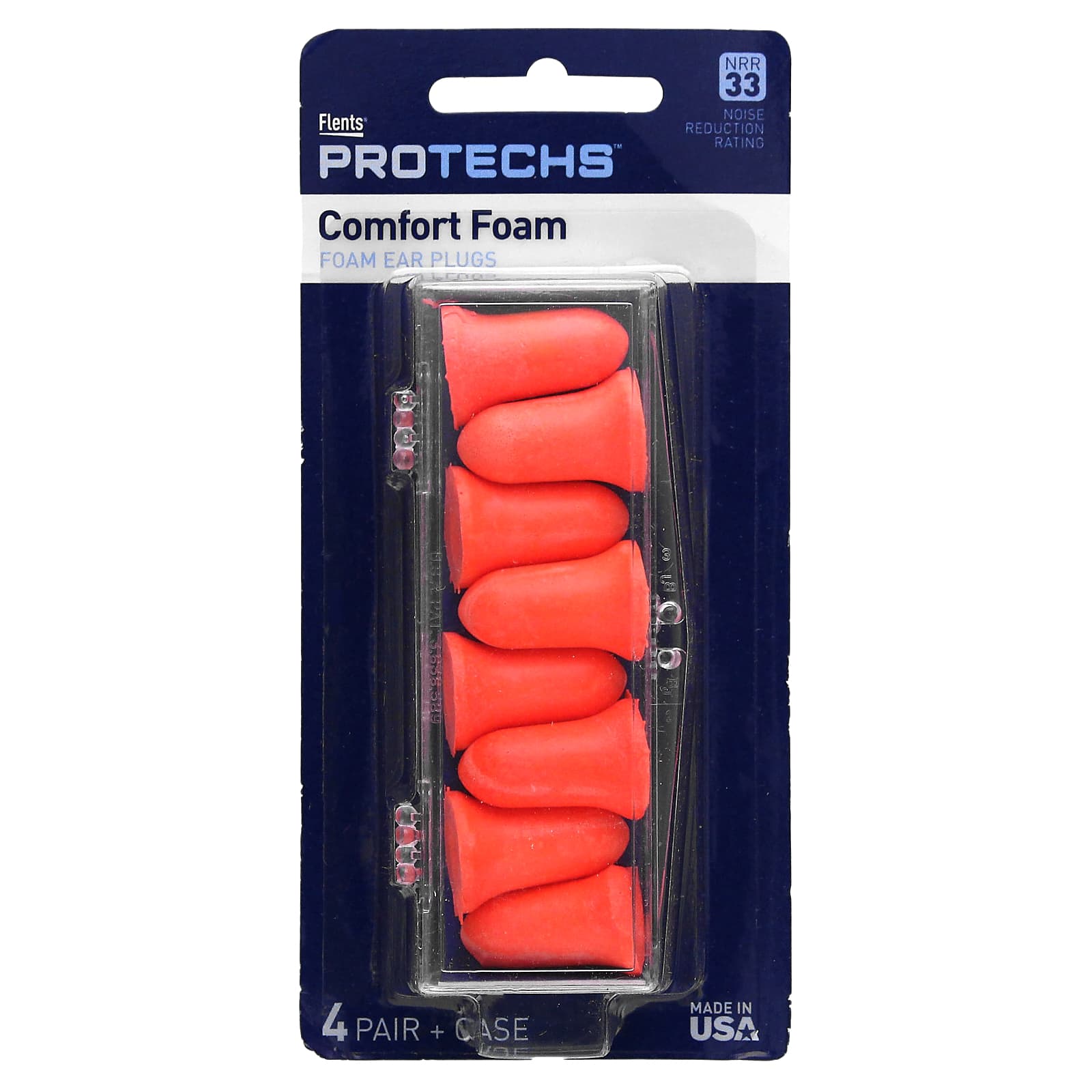 

Protechs, Comfort Foam, Foam Earplugs, 4 Pairs + Case