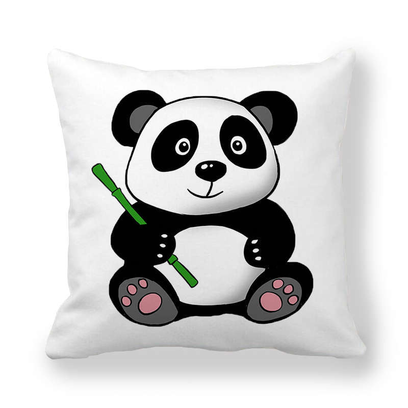 Cartoon Panda Series Patterns Digital Printing Short Plush Pillow Covers For Car Sofa Office Cushion Cover Home Goods