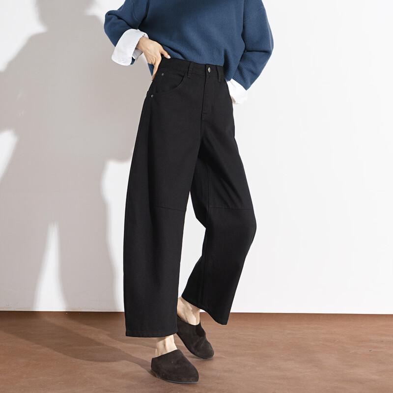 Demana Women s High-Waist Pure Cotton Cropped Wide-Leg Jeans XL