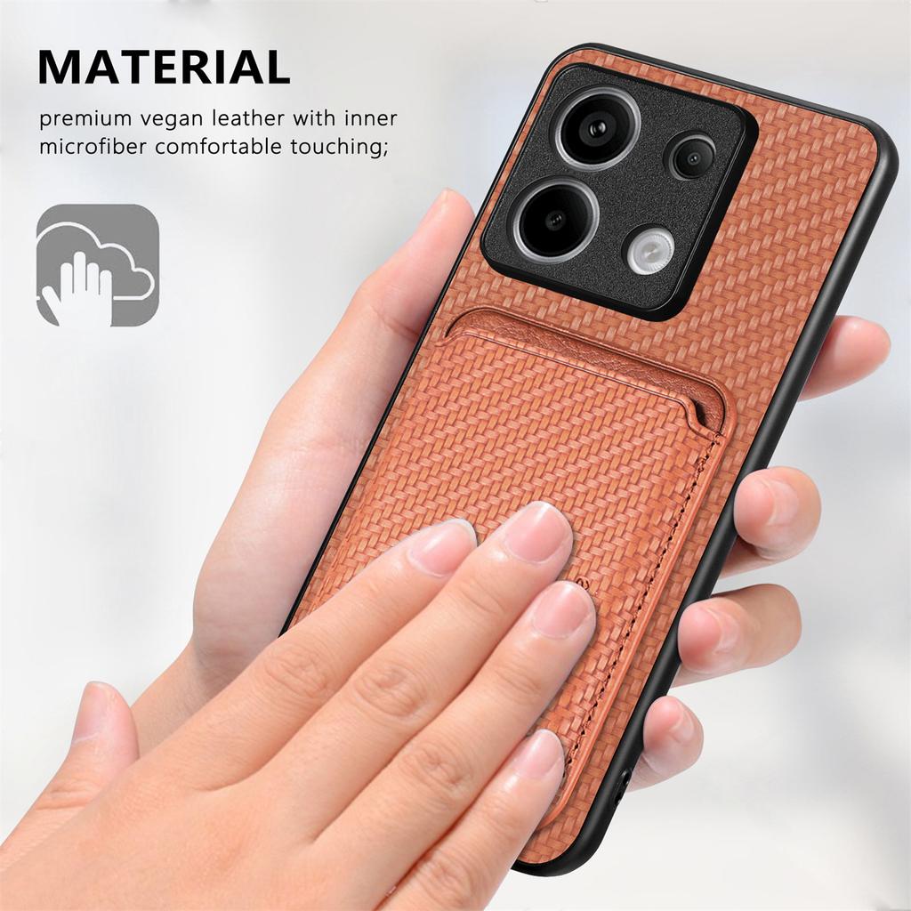 For Xiaomi Redmi Note 13 Pro 5G/Poco X6 5G Case Detachable Magnetic Card Slot Carbon Fiber Texture PU+TPU Phone Cover