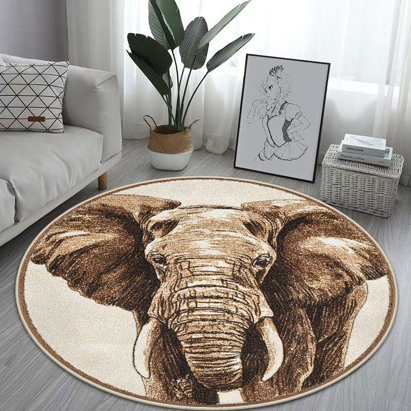 Cute Animal Pattern Rotundity Carpet Living Room Tea Table Foldable Rug Bed End Anti-slip Large Area Easy Cleaning Mat Office