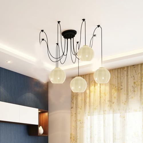 POPETPOP Retro Glas Lampenschirm, Ersatz für Pendelleuchtenschirm, Kerzenleuchter Schirm, Nur Pendelleuchtenschirm, Hängeleuchtenschirm, Beleuchtungskörper Kugel