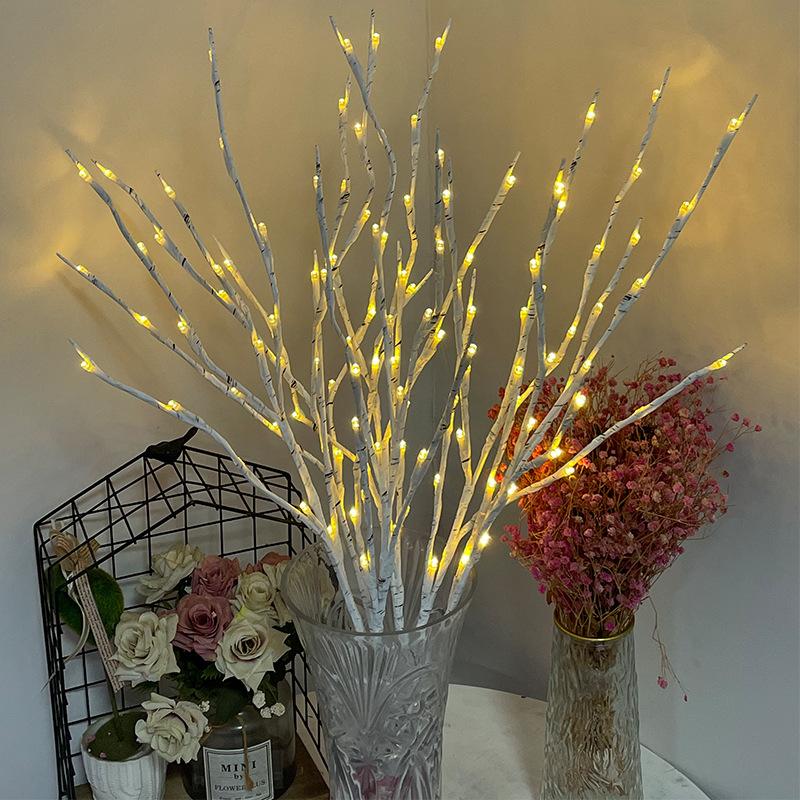 1 PC White Birch Branch Lights Battery Operated 20 LED Fairy Lights Willow Branches for Home Bedroom Inside Outdoor Decoration