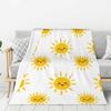 Smiling Yellow Sun Throw Blanket, Cute Happy Sun Face Repeat Print Soft Warm Sofa Couch Cover,Cozy Nursery Home Blanket