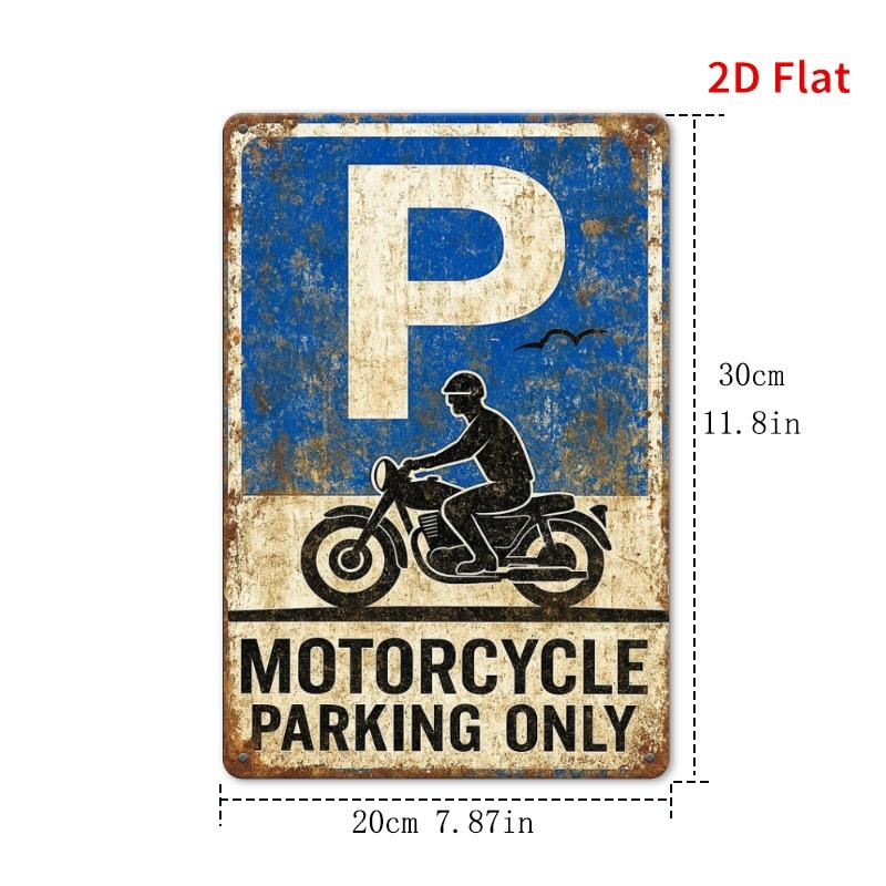 Tin Sign  Motorcycle Parking Only Silhouette Vintage Durable Metal Plaque Wall Decor Home Garage Bar Man Cave Wall Art