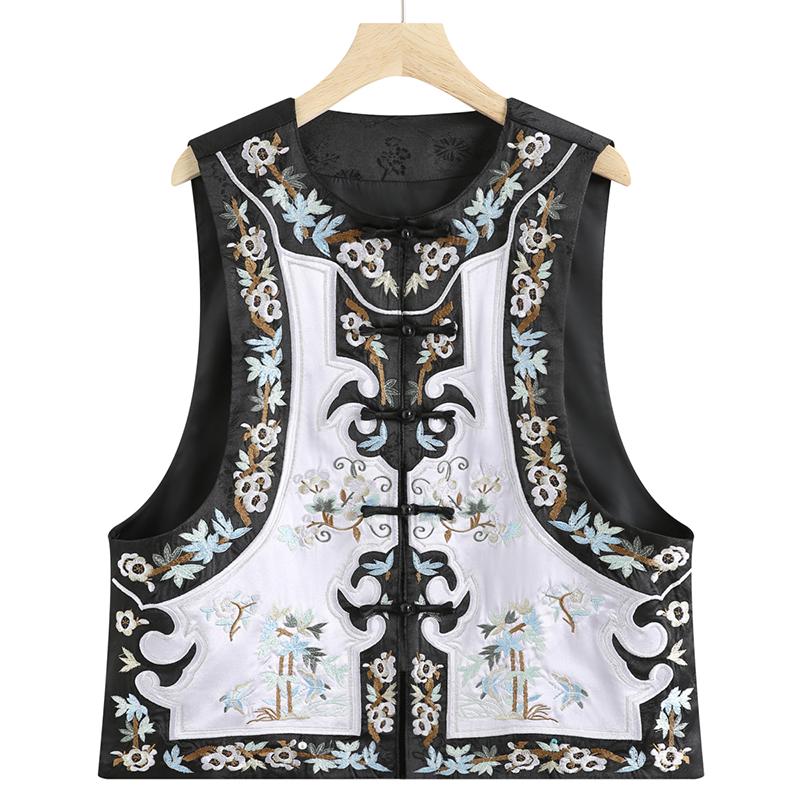 

Chinese Style Xiangyun Silk Embroidered Vest with Frog Buttons for Mother s Wear 3XL (130-150 lbs) светло-фиолетовый