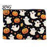 Washable Canvas Pencil Case Cosmetic Bag, Halloween Pattern Print Makeup Student Stationery Pouch Zipper Pouch, for Change Data Cable Storage