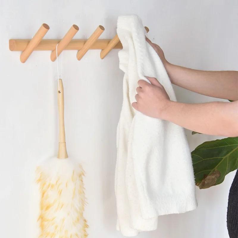 Solid Wood Living Room Entrance Wall Clothes Hanger Multifunctional Wall Clothes Hanger Creative Luxury Clothing Storage Hook