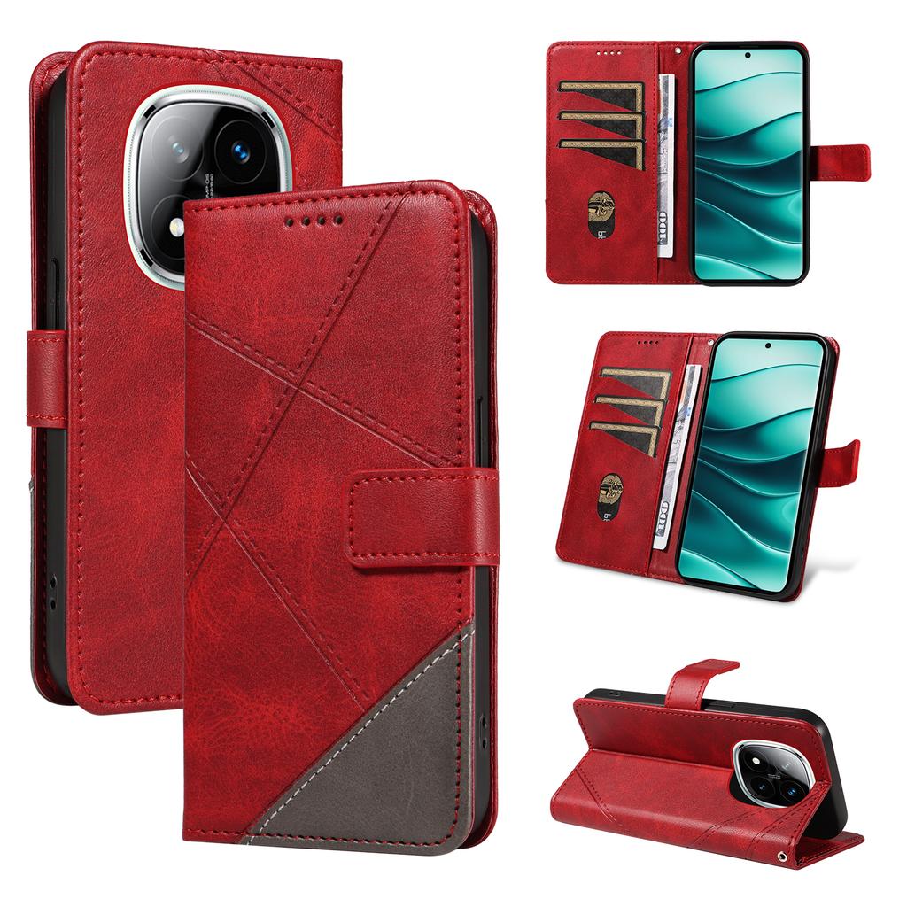 For Xiaomi Redmi Note 14 Pro+ 5G/Note 14 Pro 5G/Poco X7 5G Case Leather Geometric Line Wallet Phone Cover with Wrist Strap