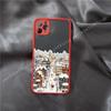 Christmas Phone Case for IPhone 16 15 14 11 Pro Max 14 Plus X XS XR 12 13 Mini Hand Painted Winter Snow House Matte Funda Cover