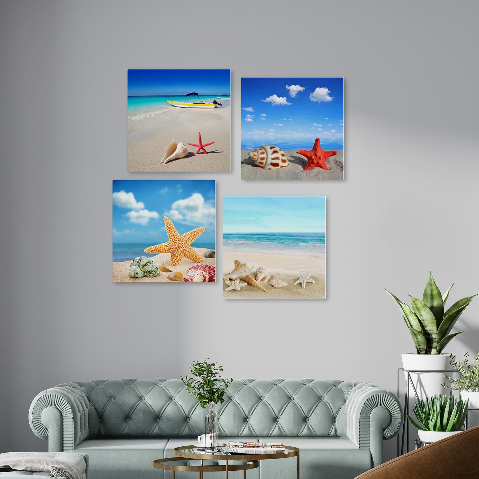 

4x Wall Art Prints Picture Shell Seascape Artwork 30cmx30cm Posters Ornaments for
