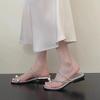 French Flat-Bottomed Rhinestone Sandals Women'S Summer Wear Pearl Toe Cover With Skirt Cool Slippers