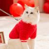 Cute Fu Character New Year's Cat Clothes, Warm In Autumn and Winter, Festive Puppy Dog Traction Two-legged Fleece Jacket Pet Clothing