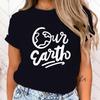 (Premium T-shirt)Women Fashion Summer T Shirts Protect The Ocean Our Earth Letter Print T-Shirts Female Short Sleeve Graphic Tee