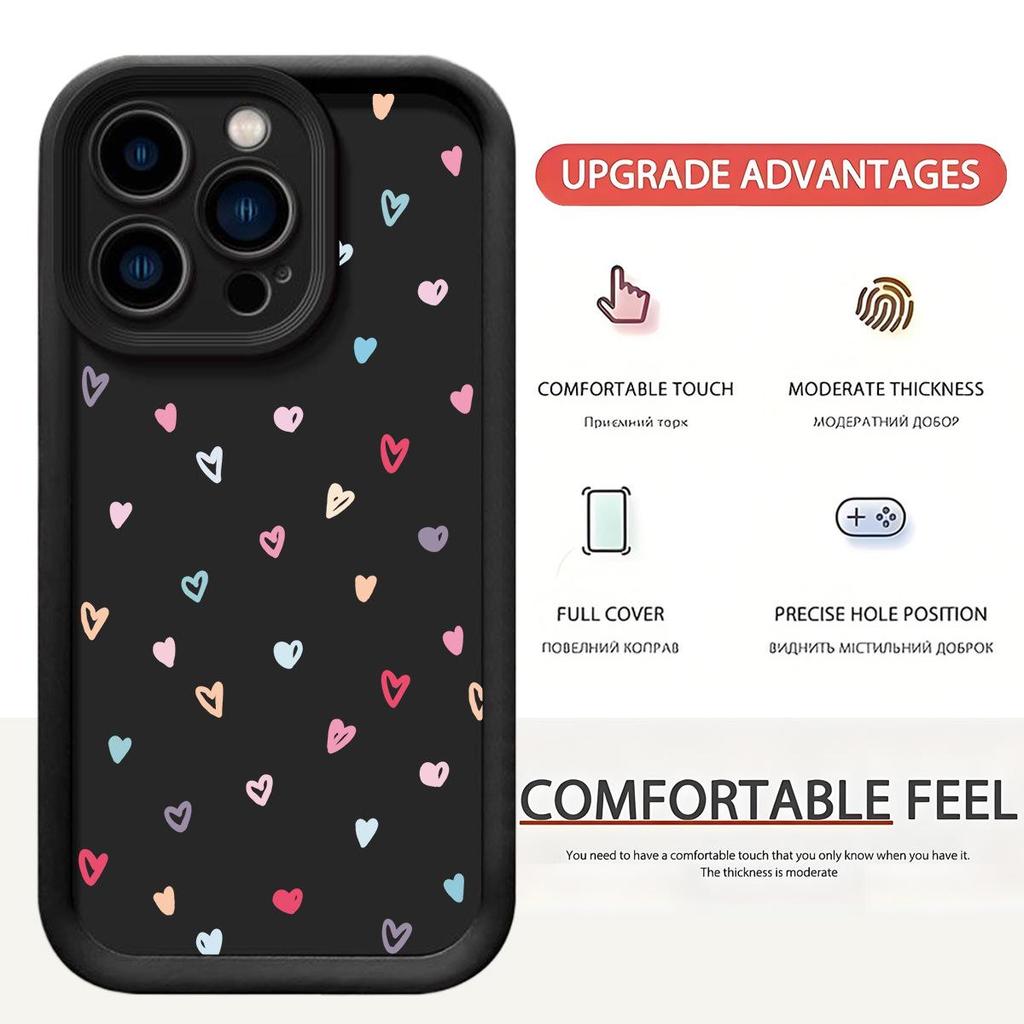 Colorful Heart Diamond Sand Staircase Sky Eye Black Groove Case for iPhone 15/16/17