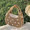 Summer Braided Tote with Diamond Set for Holiday Style Cross-body Bag