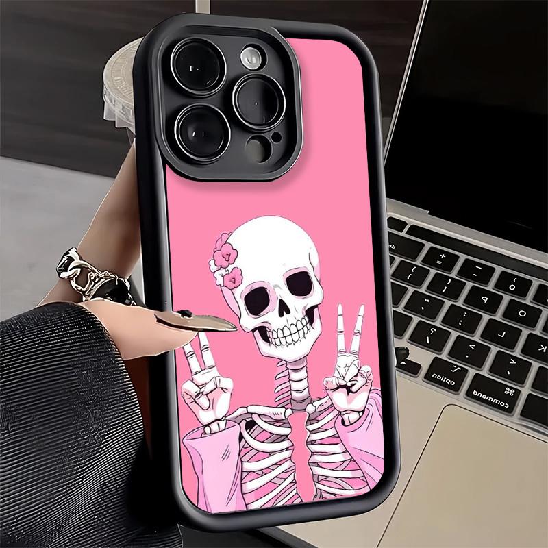 

Чехол для телефона iPhone 17 Air 16E 15 16 Pro Max Розовый Стиль Череп Ведьма Чехол 14 Plus 13 12 Mini Мягкий Силиконовый Fundas iPhone 15 Plus
