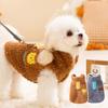 Pet Dog Warm Fleece Jacket With Bear Design Two-Leg Harness Compatible Small Medium Breed Coat Teddy