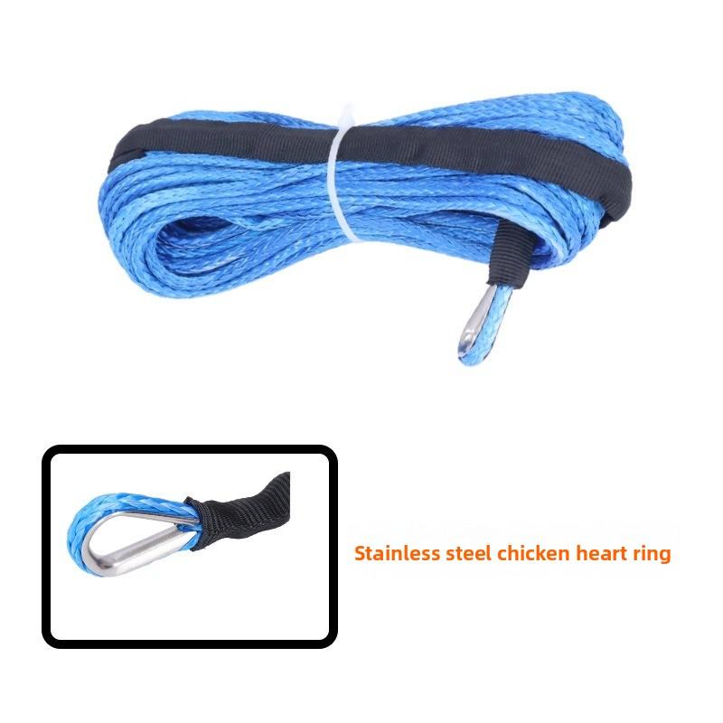 For Best Sport 6mm X 15m 7700LBs Synthetic Winch Line Cable Rope with Black Protecing Sleeve