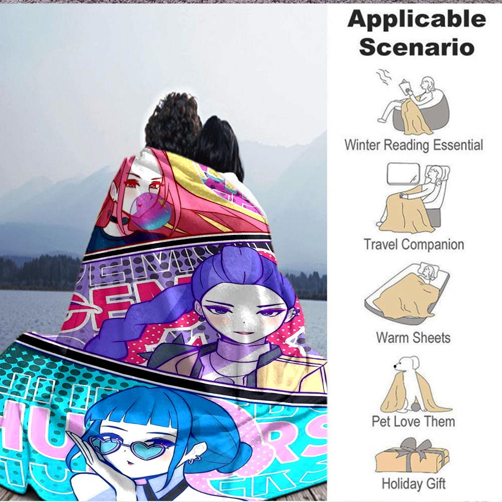 1pc KPop, Huntrix Blanket Lightweight Flannel Blanket Throw Blanket For Sofa, Bed, Travel, Camping, Livingroom, Office, Couch