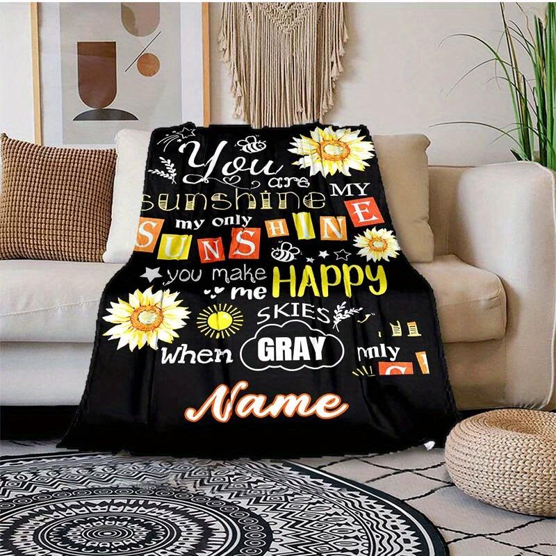 Sunflower Customize Your Name Blanket Used For Chair Office Sofa Bed Camping Soft And Warm Giving Friends And Relatives Birthday Gifts Graduation