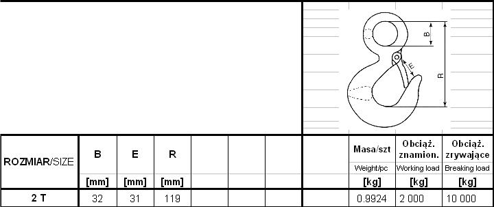 Hook With Eye And Safety 2000Kg Gm-Huz - Hook 2000A