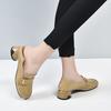 new small leather shoes first layer cowhide patent leather flat bottom low heel single shoes square buckle shallow mouth women's shoes