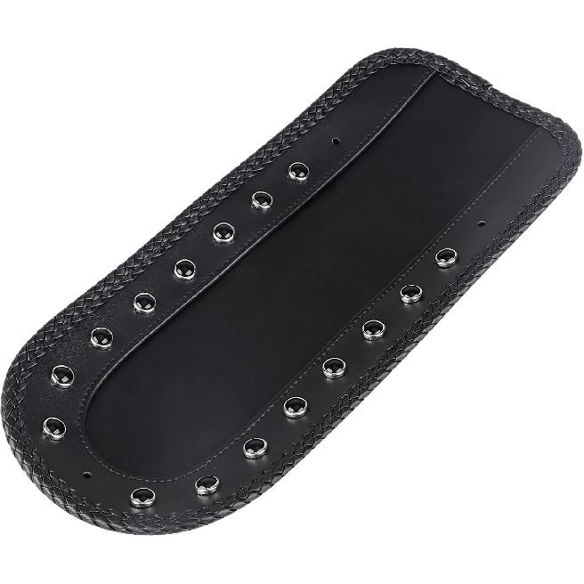 3 Hole Motorcycle Braided Edging PU Leather Rear Fender Bib Solo Seat for Harley Road King FLHR 1994-2023, Black