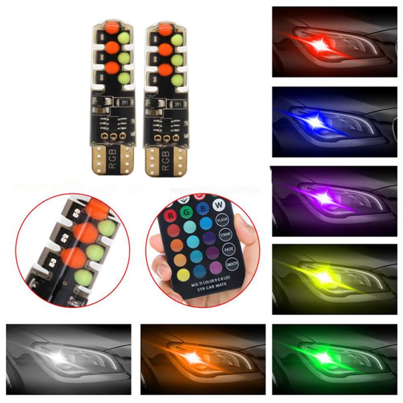 Led T10 Rgb Car Clearance  Light 12v Rgbw Cob Led Auto Atmosphere Lamp Reading Bulb With Remote