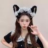 Süßes Plüsch-Ohren-Haarband Japanische Süße Spitze Schleife Lolita Stirnband Haarschmuck