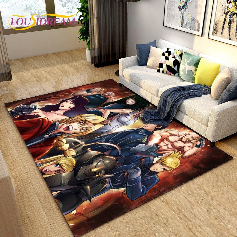 Fullmetal Alchemist Anime Cartoon Area Rug Large,Carpet Rug for Living Room Bedroom Sofa Doormat Decoration, Non-slip Floor Mat