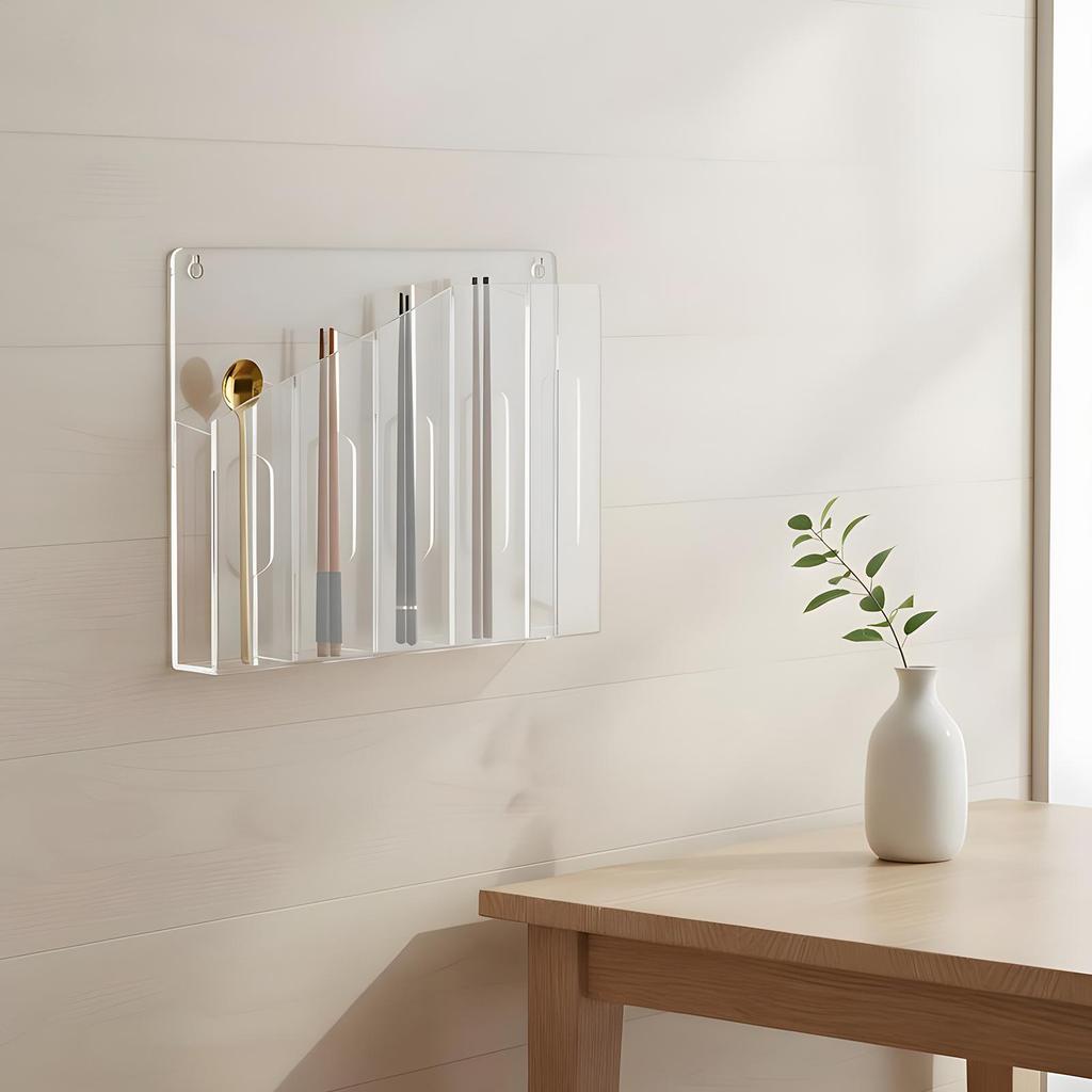 Straw Holder For Cabinet Acrylic Door Container Straw Holder For Counter For Spoon Chopsticks Stirring Rod Cupboard Drawer Wall
