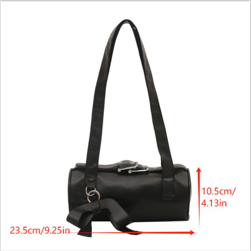 Trendy Cool Bowknot Tubular Cylindrical Pu Shoulder Bags Girly Handbag Armpit Bag Women Design Sense Commuter Bags Gifts