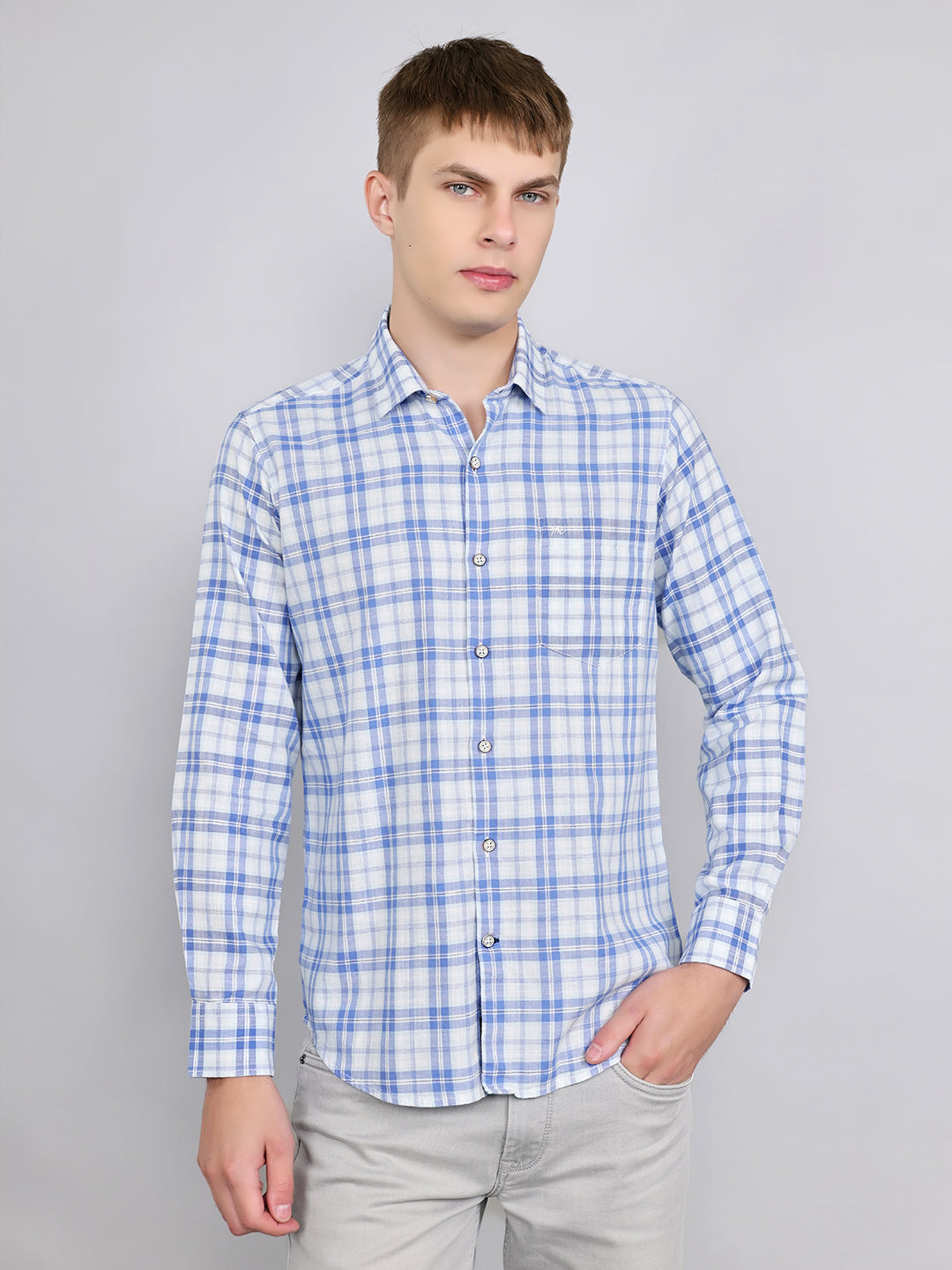 Monte Carlo Men Regular Fit Sky Shirt M