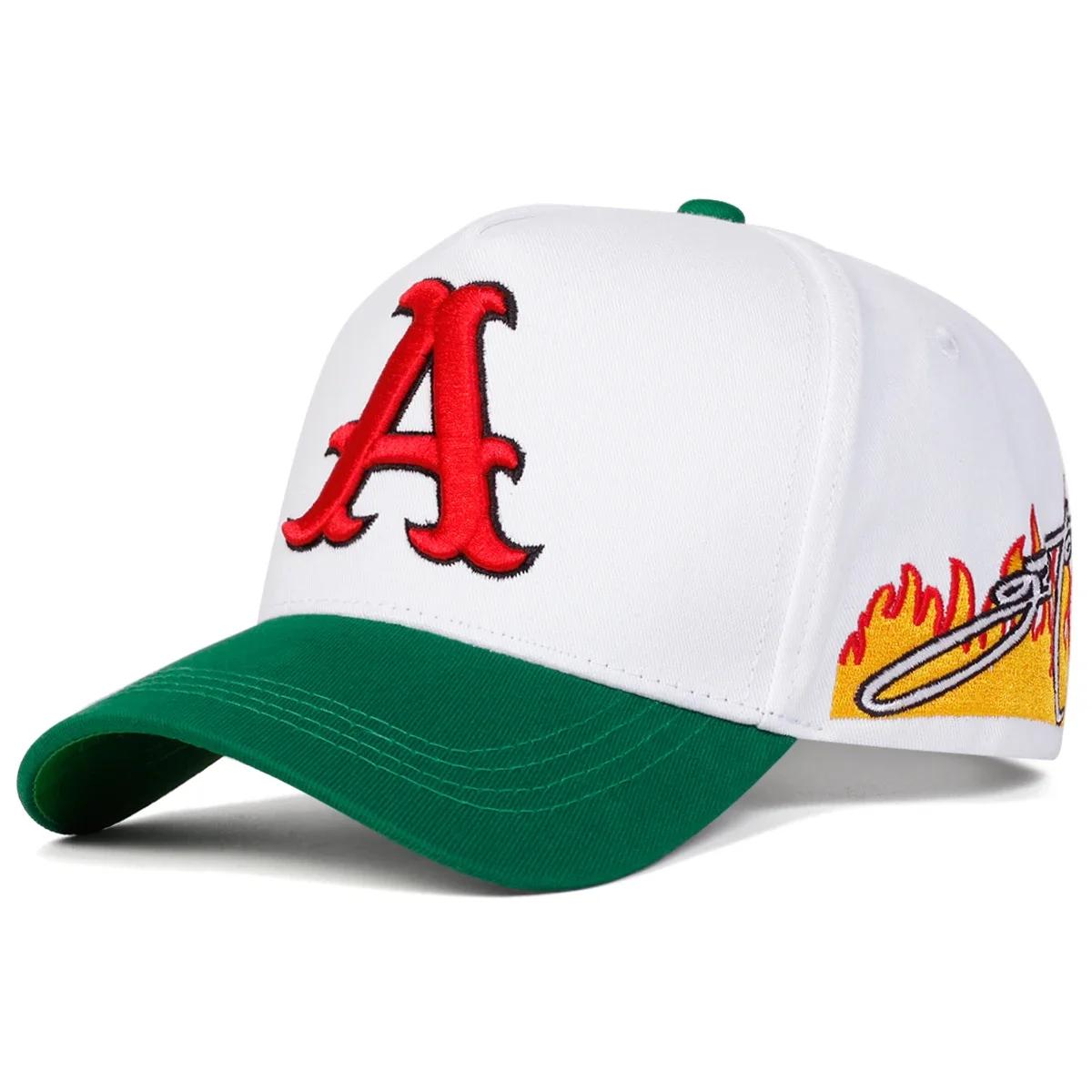 

Unisex A Letter Embroidery Side Flame Baseball Caps Spring Autumn Outdoor Adjustable Casual Hats Dad Hat Sunscreen Hat