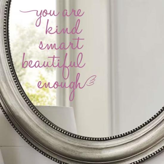 Removable Glass Decor for Home Inspirational Quote Decals Mirror, Motivational Saying Affirmation Stickers, Waterproof Wall Art Mirror Static Sticker
