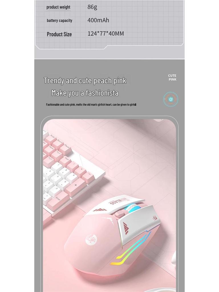 Mecha Mouse Wireless Silent Bluetooth Dual-Mode Mechanical Gaming Mouse Rechargeable for PC/Laptop.