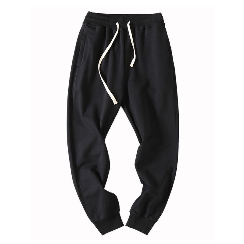 Export Factory Leftover Stock Spring & Fall Cotton Terry Washed Solid Color Loose Tappered Athleisure Sweatpants Men's Long Trousers
