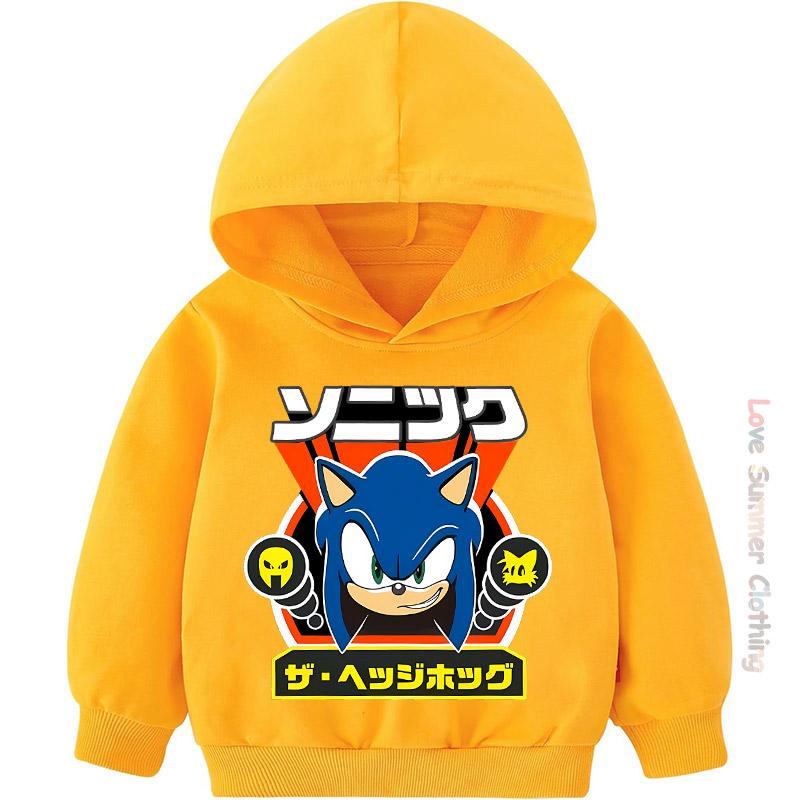 Popular Kids' Character Hooded Sweatshirt Ages 4-14 Sonic HD Print Boys Pullover Girls Hedgehog Fall Hoodie Long Sleeve New Arrivals for Autumn