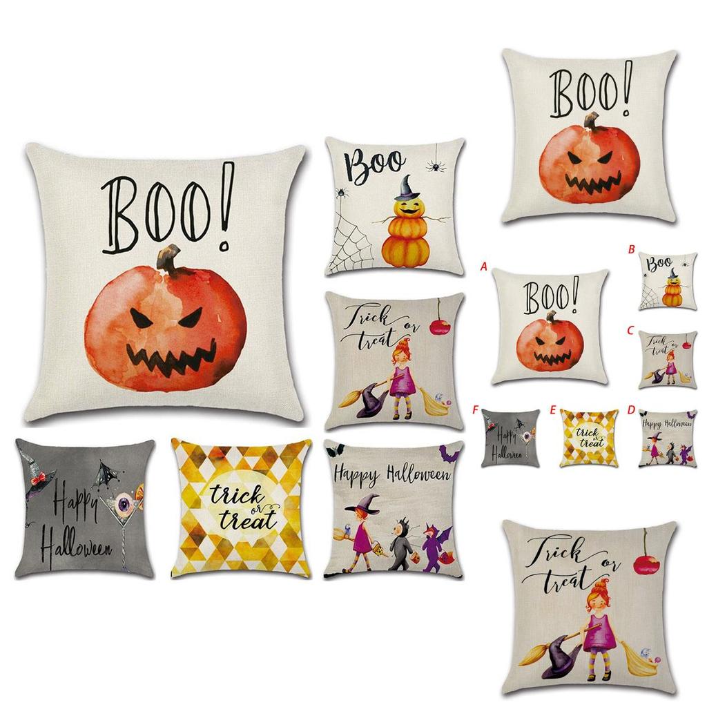 Luxurious Halloween Pillow Case For Sofa And Home Decoration With Pumpkin Design Linen Throw