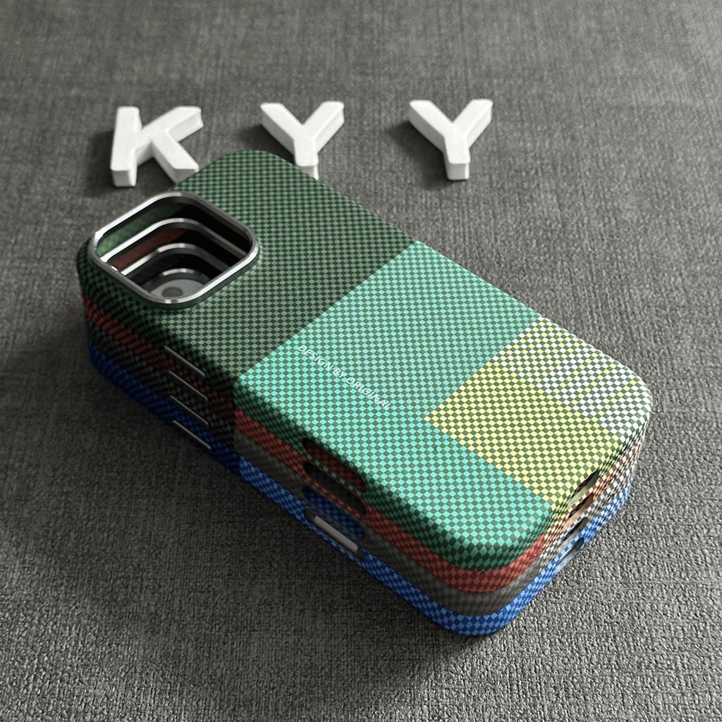 Applicable To IPhone17PROMAX Kevlar Color Block Magnetic Phone Case Apple 16 Skin Feeling Protective Case 14