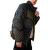 Vans FW22 Logo Print Grid Oversized Pocket Zipper Down Jacket Unisex Outerwear Green Checkered VN00090SBSZ