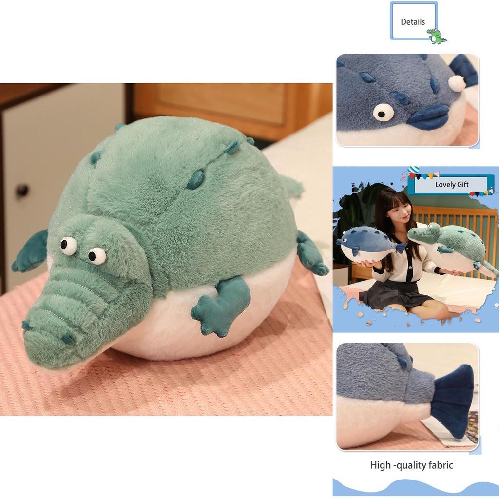 Round And Plump River Puffer Crocodile Plush Toy Sleep Pillow Stuffed Animal Doll