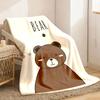 2026 New Arrivals Plush Bear Face Blanket Soft Flannel All-Season Cozy with Brown Teddy Bear Ears & Paw Prints Beige And Brown for