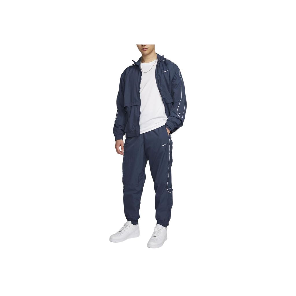 Nike Solo Swoosh Knit Zippered Joggers Men Bottoms Thunder-Blue FB8621-437