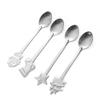 4pcs/set Stainless Steel Christmas Tableware Coffee Spoons Ice Cream Desserts Spoon Snowman Xmas Tree Kids Drinking Tea Scoops