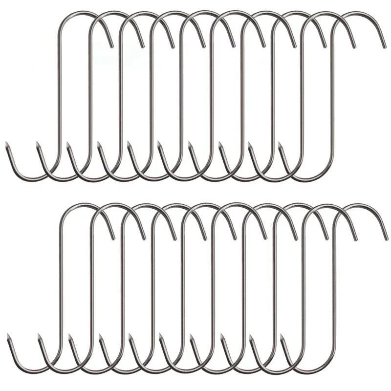 Bacon Roast Duck Pork Stainless Steel S Hooks with Sharp Tip Utensil Meat Clothes Hanging Hooks for Butcher Shop Kitchen Baking