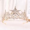 Baroque Star Crown Crystal Bridal Tiaras Rhinestone Pageant Diadem Bride Star Headdress Wedding Hair Accessories Tiara De Noiva